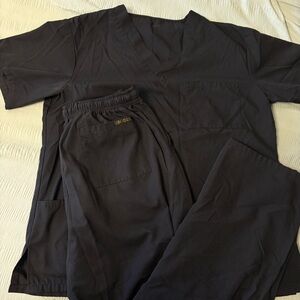 Black Medical Scrub Pants and Top Set